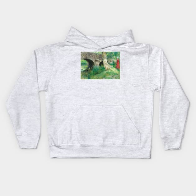 The Bridge in Grez by Carl Larsson Kids Hoodie by Classic Art Stall